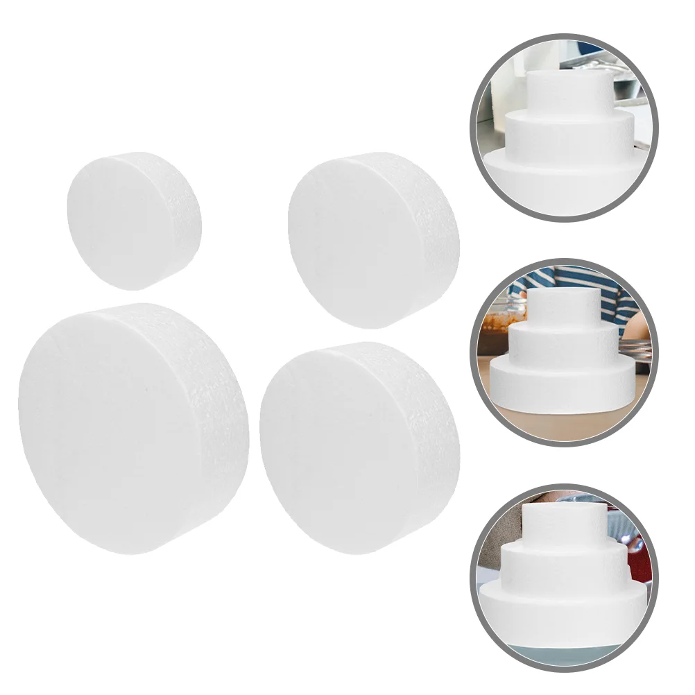 

4 Pcs Models Foam Cake Dummy Foams Paper Cup Decor White Photography Prop Child
