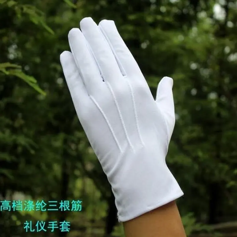 1pair Three-strength White Labor Insurance Thin Etiquette Reception Wenwan Circling Parade Military Security Performance Gloves