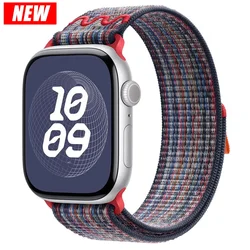 Premium Nylon Loop Strap for Apple Watch - Breathable and Stylish Bracelet Band (15 blue with red)