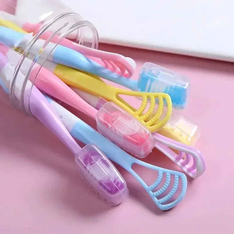 혀 코팅 기능이 있는 다기능 부드러운 강모 칫솔, 8개 새 제품
