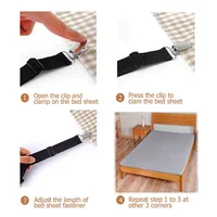 4pcs Bed Sheet Fasteners Holder Gadgets for Home Elastic Straps Adjustable Clips For Bed Sheet Organizer Mattress Cover Clips 3