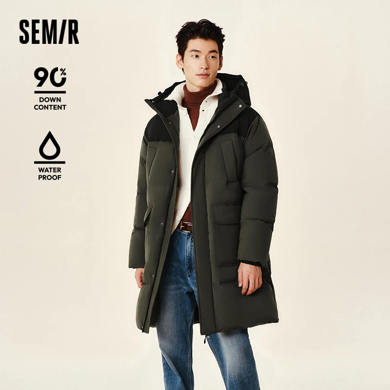 Semir Men's Down Jacket Waterproof Thick Outerwear Long Length Winter Clothing Couple