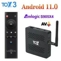 ТВ-приставка TOX3, Android 11, 4 + 32 ГБ, Amlogic S905X4, 2T2R, Wi-Fi, 1000 м, Интернет, BT4.1, поддержка AV1, 4K, 60fps, DLNA