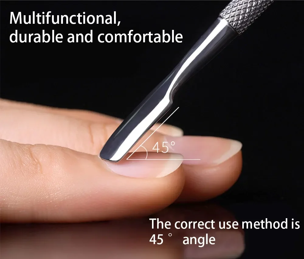Description Picture 5 of item1pcs Stainless Steel Cuticle Pushers Dead Skin Remover Double Sided Finger Nail Cuticle Pusher Manicure Nail Care Pedicure Tool