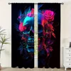 2pc,Party Curtain  Horror Skull Durable Polyester,Without Electricity Family Party Decoration Use for Holiday Portraits and 1