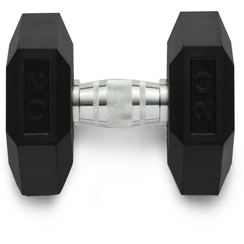 

20lb Rubber Hex Dumbbell, Single