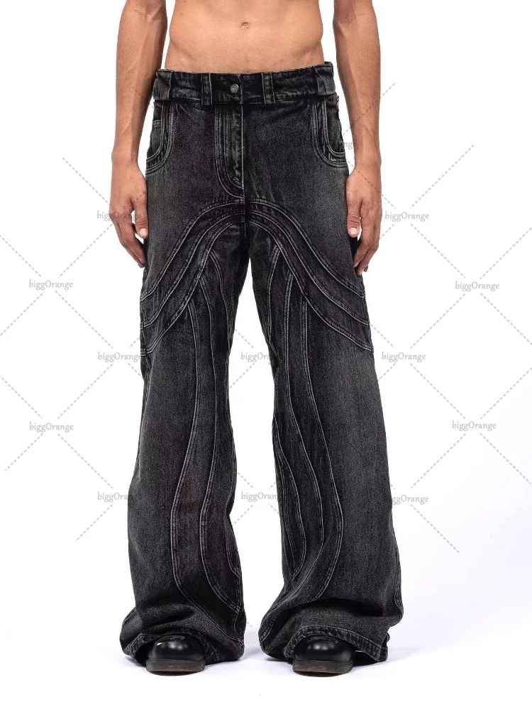 Y2K Punk Hip Hop Jeans Loose Washed Clothing Men Floor Mopping Pants Men Women Streetwear Coast Work Clothes Ripped Style men jeans ripped jeans ripped patchwork jeans
