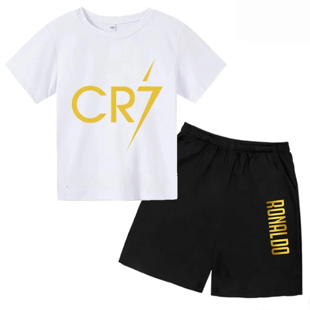 3D kids T-shirt Summer CR7 Star Print Top/Shorts  Boys/Girls Preschool 3-13Y Birthday Gift Sunshine Casual Round Neck Sports Set 4