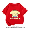 Summer New Kids Sanrio Cartoon Print T-shirt Pompompurin Children's Short sleeved Top O-Neck 100Cotton Boys And Girls Tee shirts 4