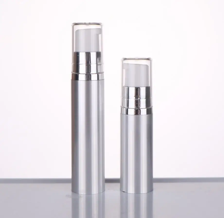 5ML10ml  silver airless bottle vacuum pump lotion emulsion serum  essence sample eye serum skin care sprayer toner packing