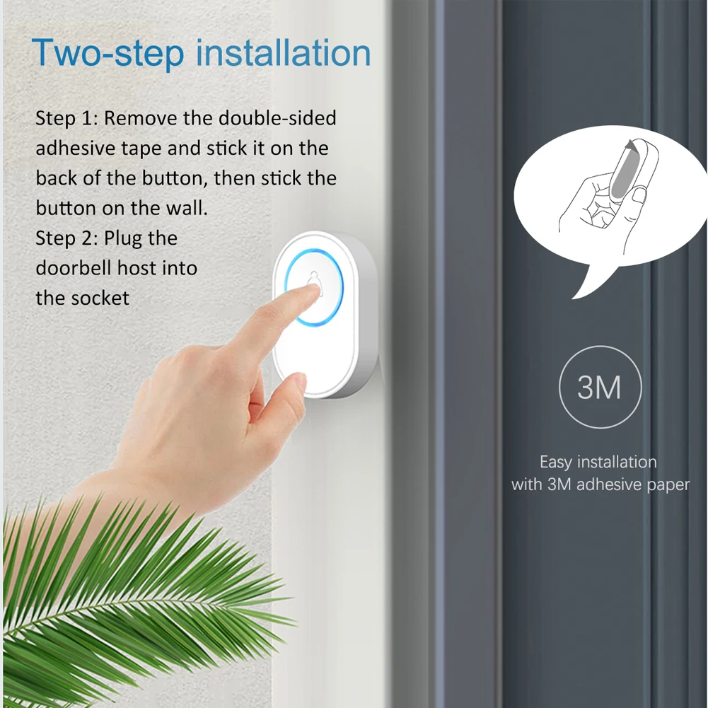 Intelligent Wireless 433mhz Music Doorbell Home Welcome Long Battery Life Waterproof Remote Smart Door Bell Chime Security Alarm