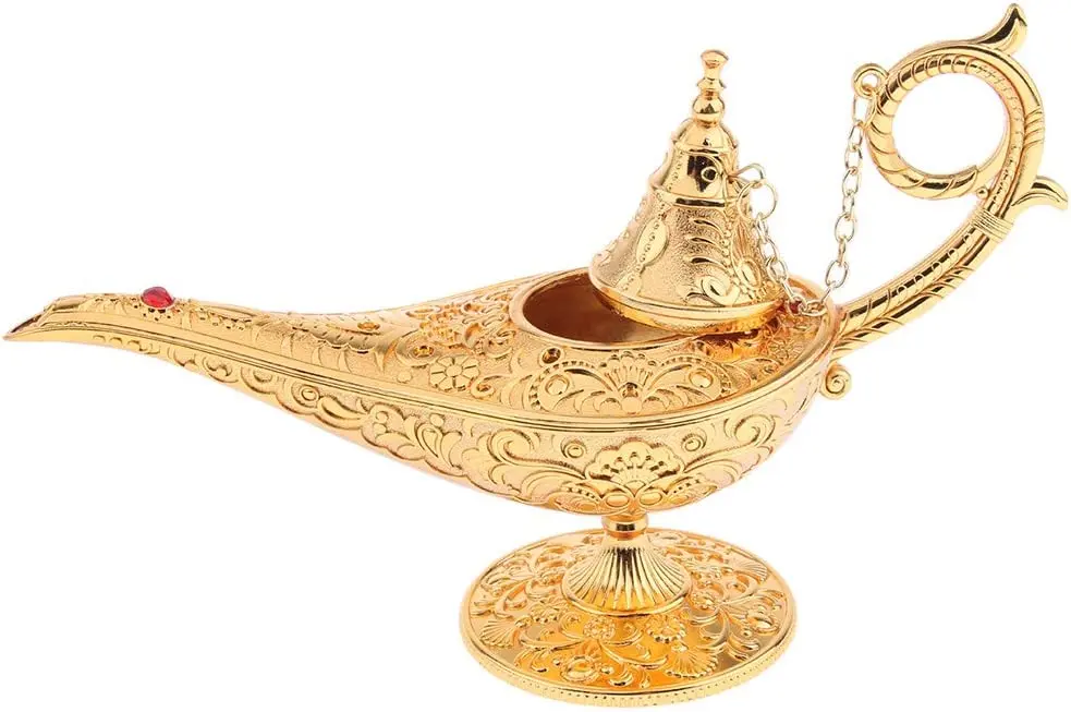 

SDENSHI Vintage Legend Aladdin Lamp Magic Genie Wishing Light, Collectable Rare Classic Arabian Costume Props Lamp Tabletop Deco