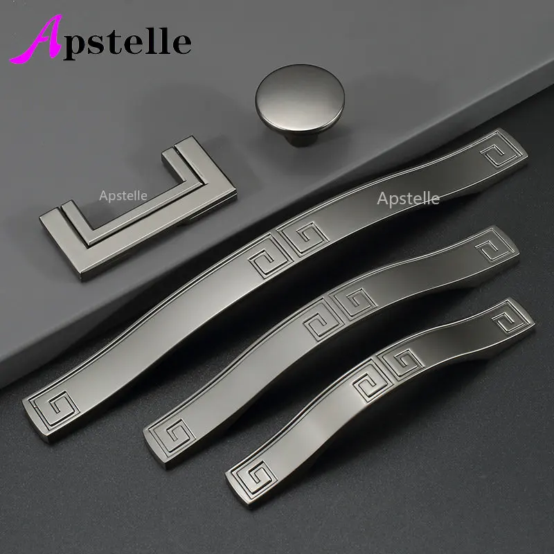 

APSTELLE Zine Alloy Furniture Door Pulls Handles Chinese Simple Style Gray Drawer Knobs Dresser Cabinet Cupboard Kitchen Knob