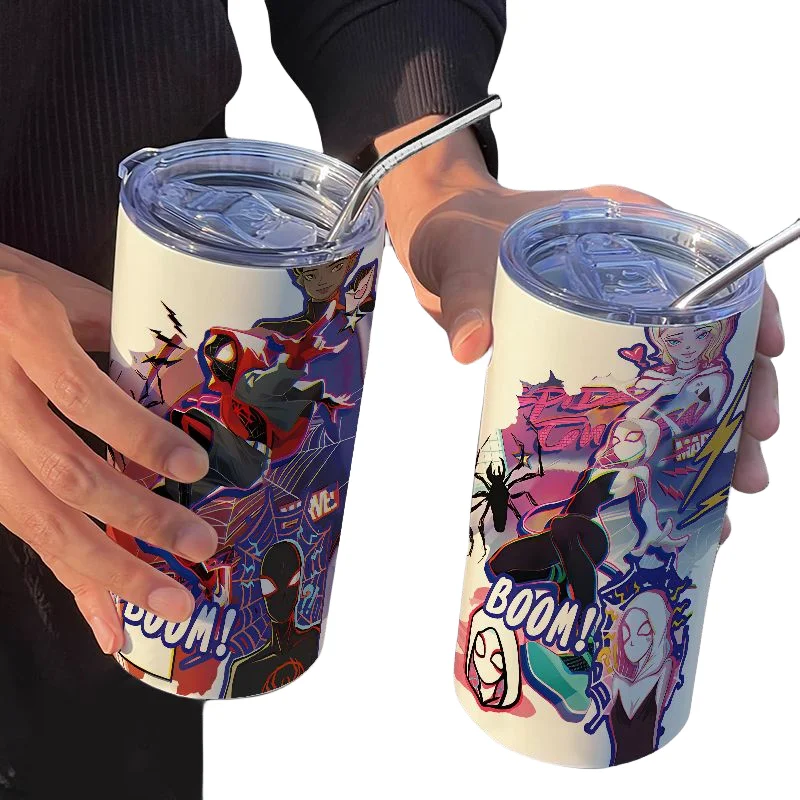 

Marvel Anime Spider-Man Peripheral Creative High-value Stainless Steel Personality Cute Coffee Mug Office Fashion Straw Cup