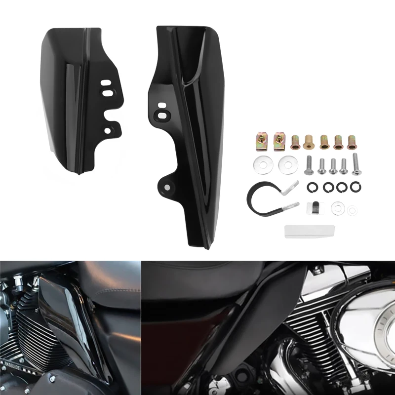 1PairMotorcycleHeatShieldAirDeflectorBlackABSEngineMidFrame