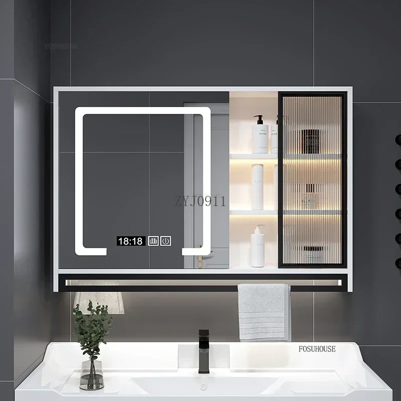 Designer Bathroom Cabinets with Light Wall Mounted Toilet Mirror Cabinet Bathroom Furniture Home Storage Dressing Mirror q