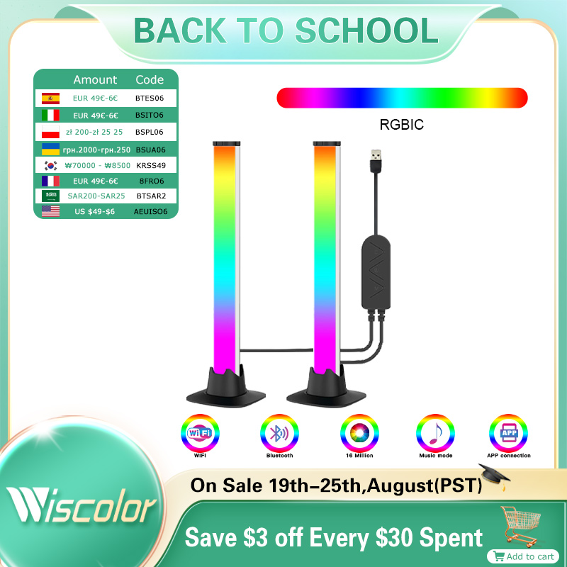 RGB LED Table Lamp Bar Music Rhythm Smart APP Contro Desktop Lighting for TV Backlight Desktop Lamp Gaming Ambient Light