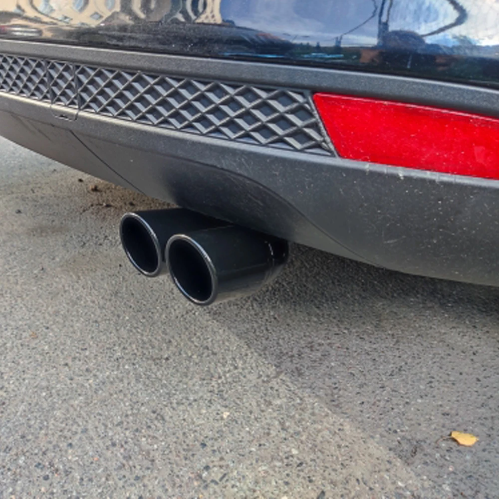Exhaust Muffler Tip Car Exhaust Pipe Double Outlet Stainless Steel Chrome End Trim Modified Tail Throat Liner 63mm