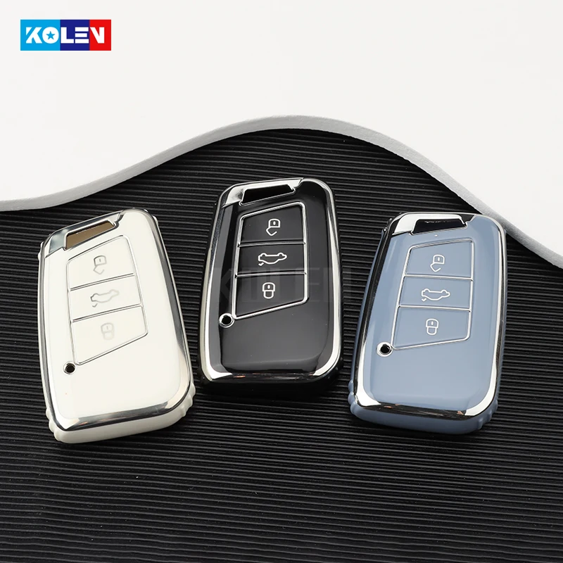 TPU Car Flip Key Case Cover Shell For VW Volkswagen Passat B8 Tiguan Magotan Golf For Skoda Kodiaq Superb A7 Keyless Accessories
