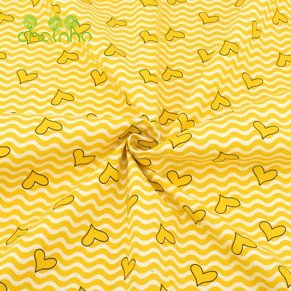 Chainho,Printed Twill Weave Cotton Fabric,Patchwork Cloth,DIY Sewing Quilting Material,Yellow Sky Series,4 Specification,CC169