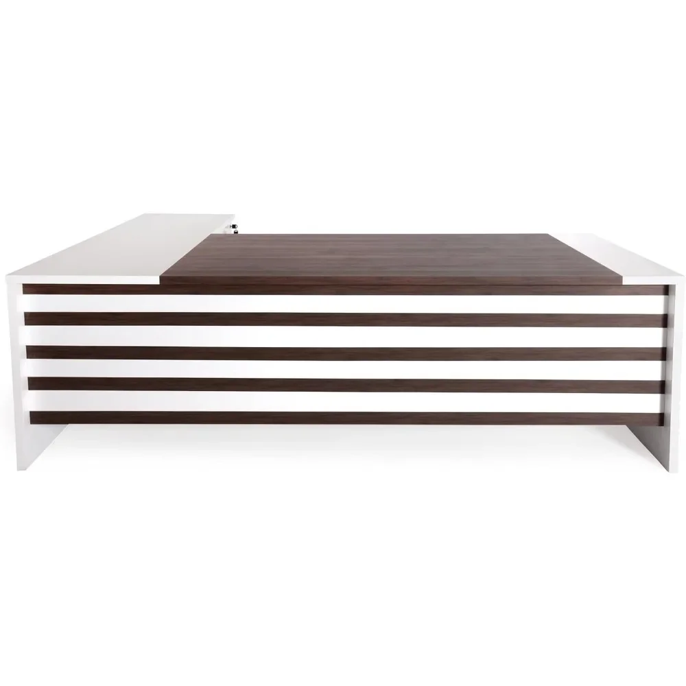 Large Office Desk L Shaped Computer Desk wit87"Wood Executive Large Desk for HomeOffice，Executive Desks 63Inch with File Cabinet 6