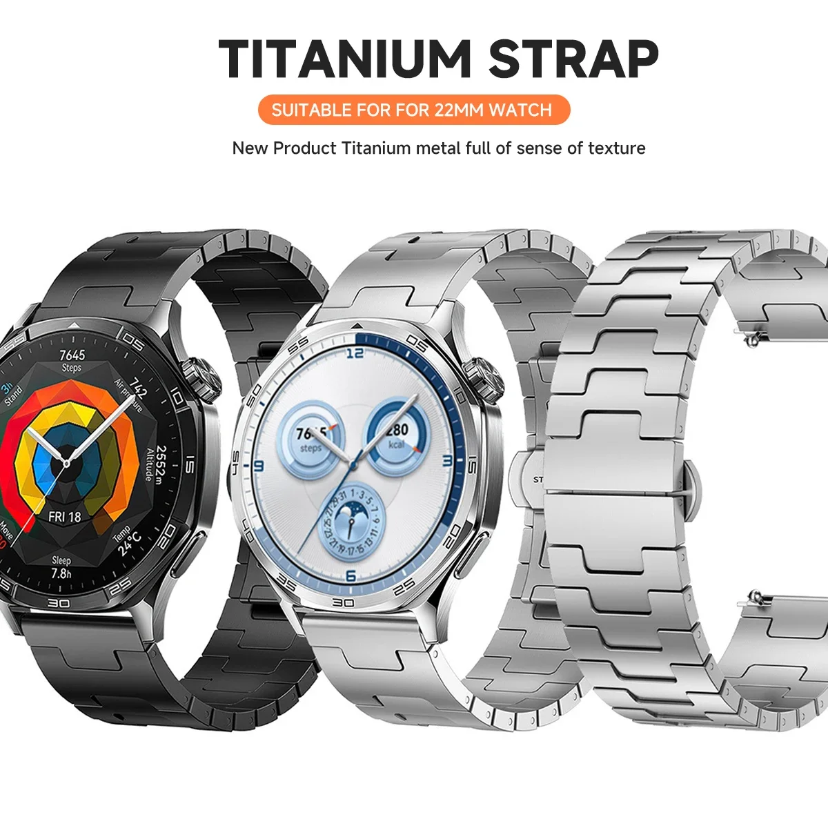 22mm Luxury Titanium Men's Metal Bracelet Watch Band