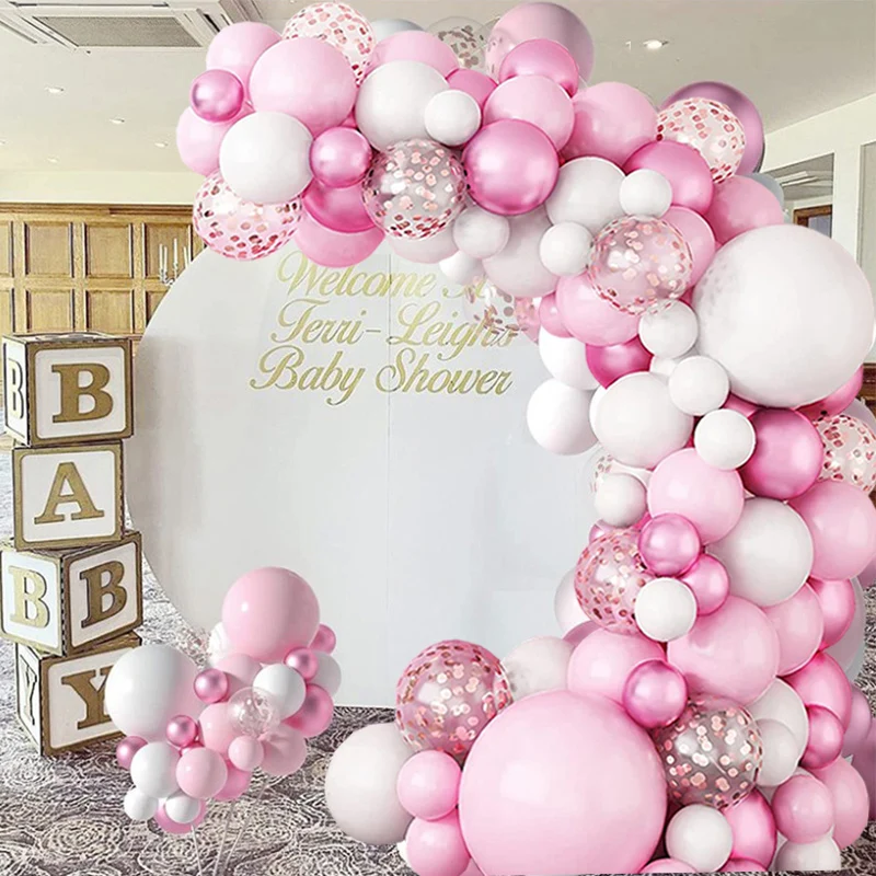 

Macaron Pink Pastel White Baby Shower Balloon Arch Kit Wedding Oh Baby Happy Birthday Balloons Girl Party Decorations Globos