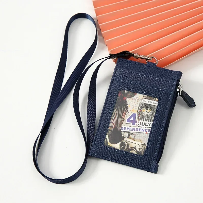 Premium PU Leather Lanyard Wallet with Card Holder & Coin Pouch