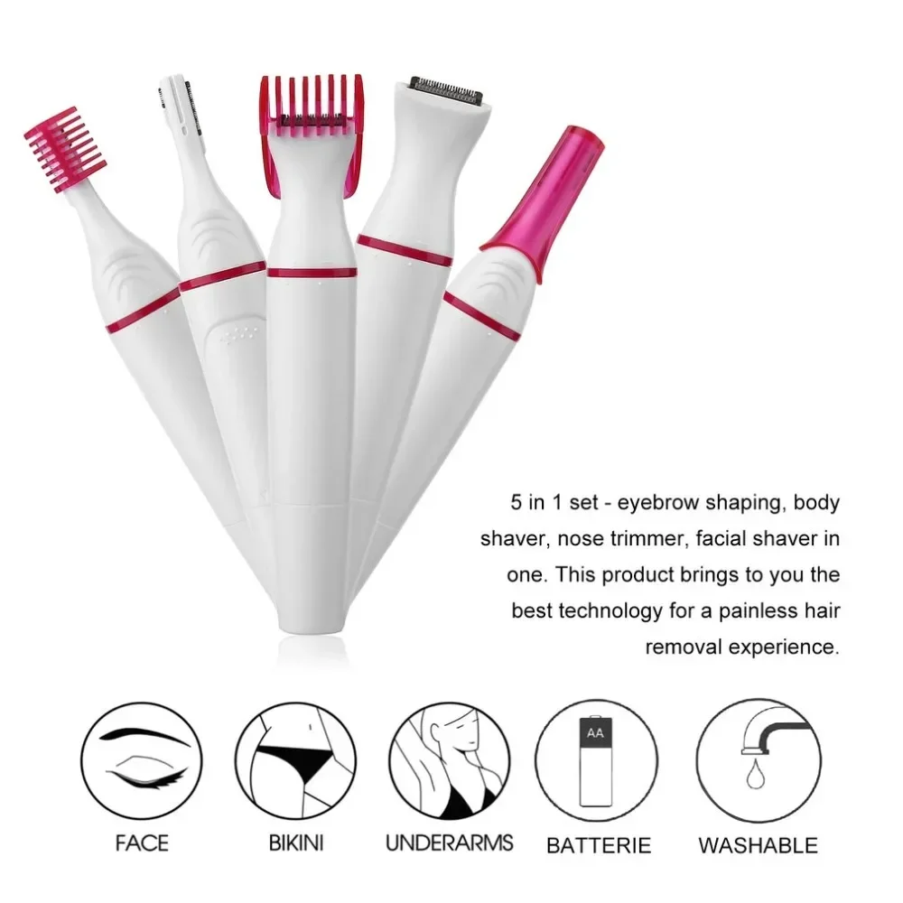 

Multifunction 5 in 1 Electric Epilator Face Underarm Bikini Hair Removal Device Remover Mini Female Shaver Eyebrow Trimmer Women