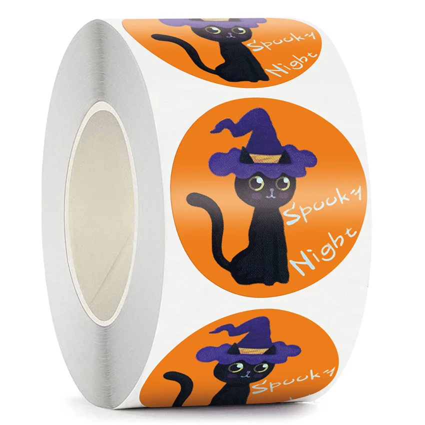 500pcs 1.5 inch Halloween Stickers Kids toys Cute Cat for Scrapbook Envelope Seal Gift bog Baking packaging Sticker Party Decor |