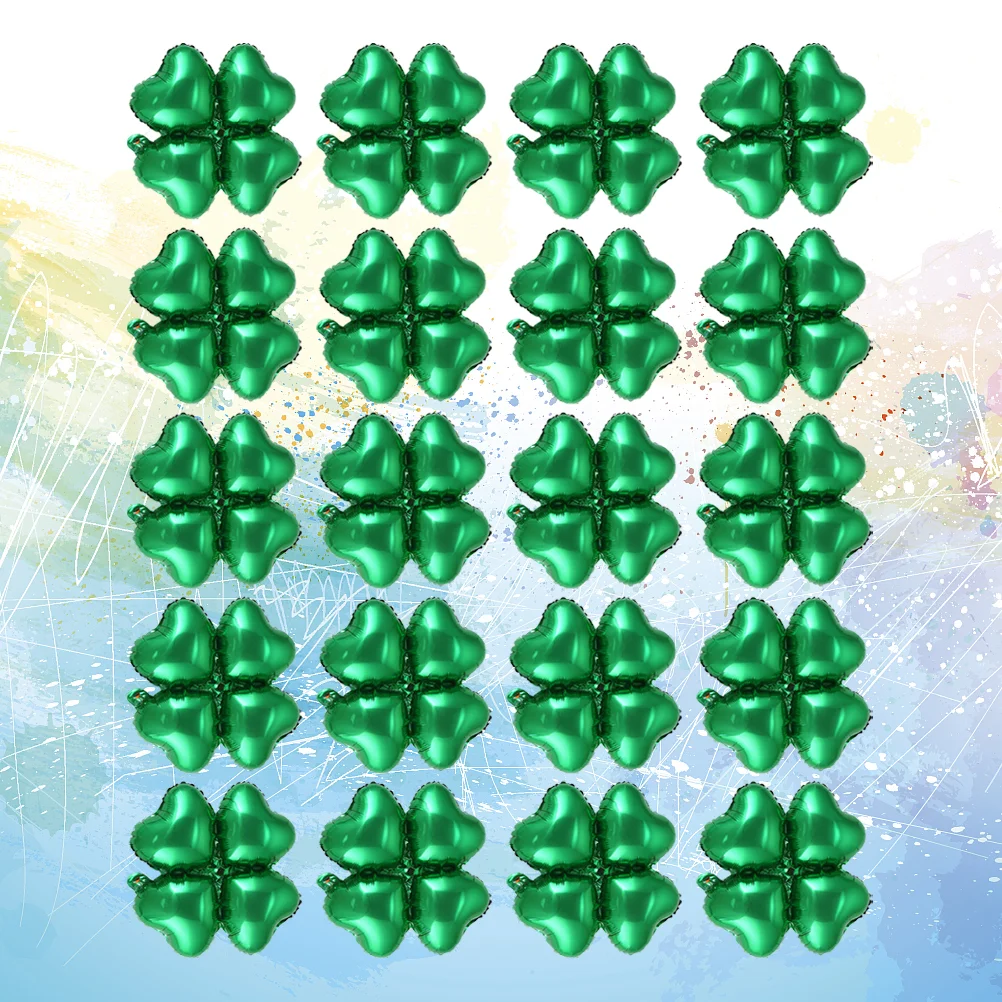 

50Pcs Lovely Heart Shape Four Leaf Foil Balloons Party Decor Balloon for Wedding Birthday Festival(Green)