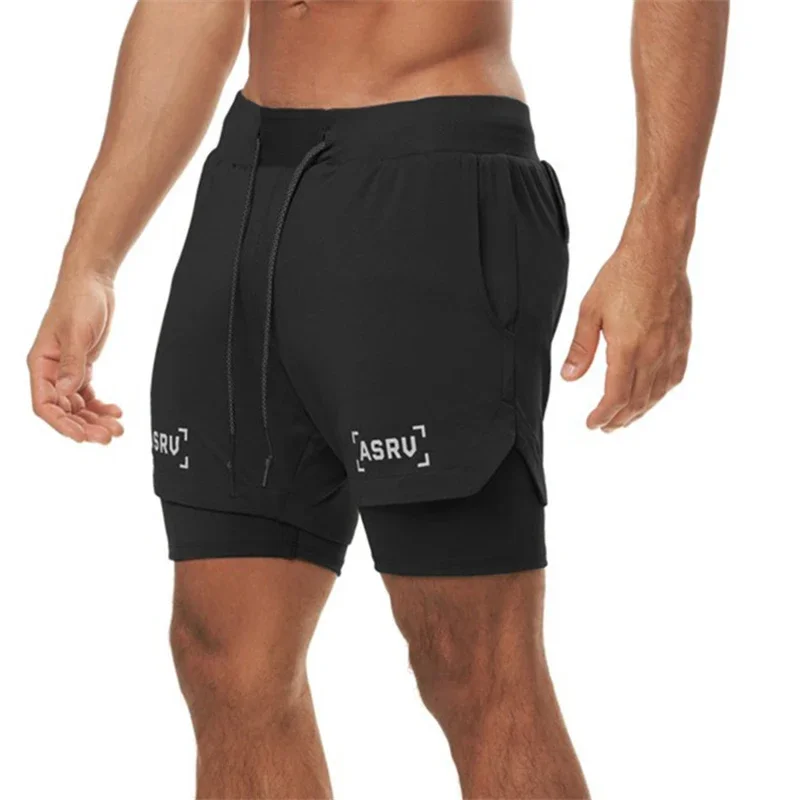 Men's Shorts Summer Sports Fitness Shorts Jogger Gym Running Training Stretch Breathable Double Shorts Outdoor Beach Pants