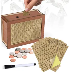 Boîte d'économie d'argent en bois avec compteur, tirelire réutilisable,  cadeau de vacances léger pour enfants et adultes, décoration d'intérieur -  AliExpress