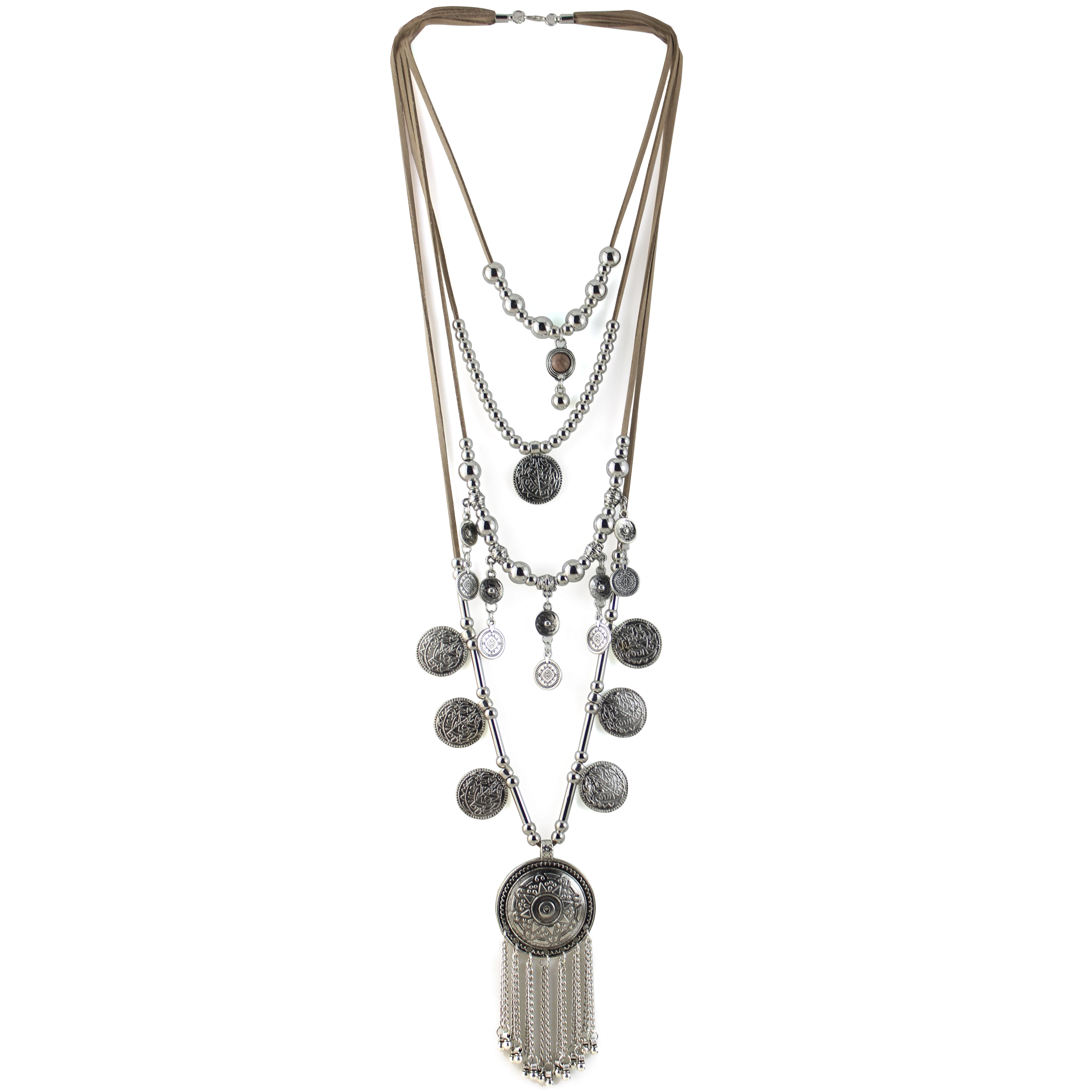 Collar estilo babero mujer, joyería de moda, de moneda de plata antigua Bohemia, collar Vintage moda|Collares de cadena| - AliExpress