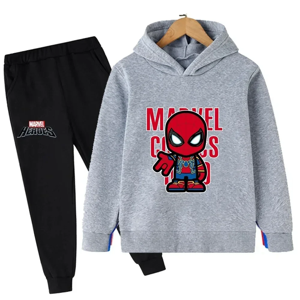 thumbnail image 1 of Ropa de moda de primavera y otoño para niños, sudaderas con capucha y pantalones con estampado de dibujos animados de Marvel Spiderman, conjuntos de 2 piezas, trajes deportivos informales para niños y, 1 of 5