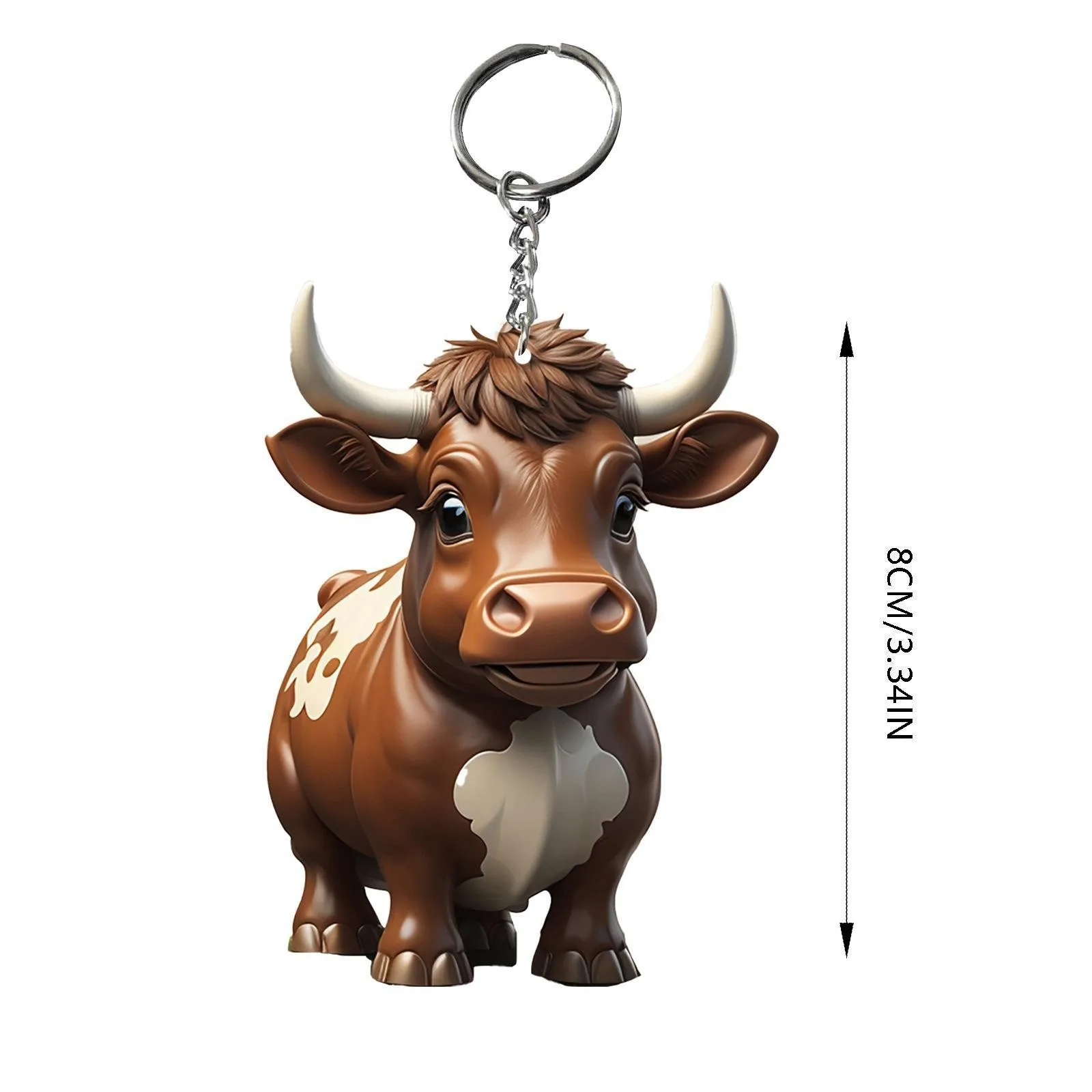 Acrylic Cow Shape Keychain Animal Yak Series Key Ring Pendant Backpack  Accessories Pendant