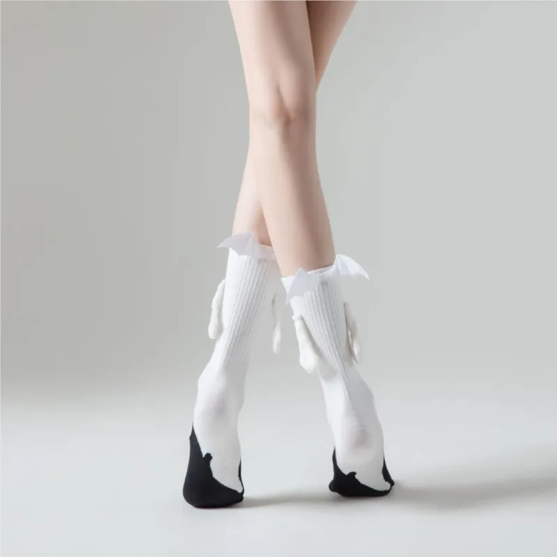2 Paires Chaussettes Halloween Magnétiques - Motif Chauve-souris - Pour Couple Ou Amis - Tissu Confortable