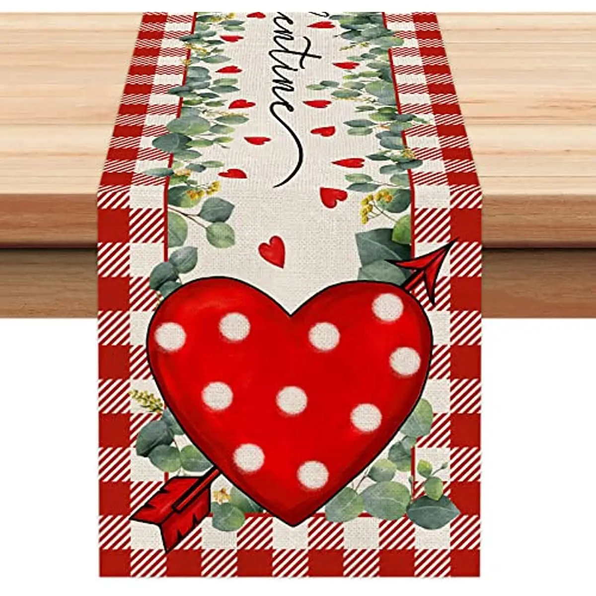 

Украшения на День святого Валентина, зелень, листья эвкалипта, настольная дорожка, украшение для любовных цветов, праздничный фермерский обеденный стол, Настольная дорожка