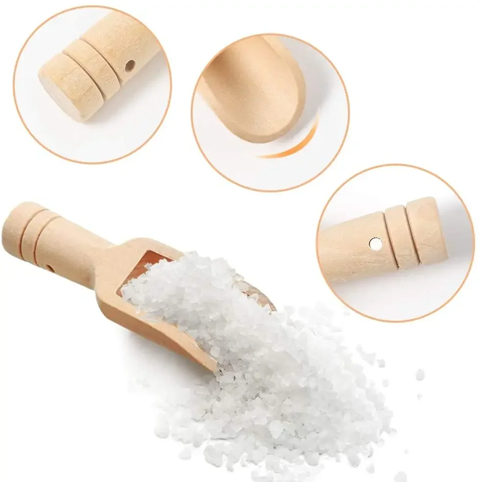 5pcs Mini Wooden Scoops Small Bath Salt Spoon Candy Spoon Washing Powder for Spices Laundry Detergent Tea Coffee Beans