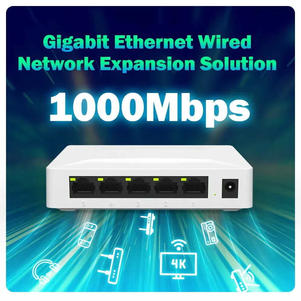 PIX-LINK GS05 기가비트 네트워크 이더넷 스위치 어댑터, 5 포트, 10 100 1000Mbps, 고속 RJ45 이더넷 스위처 LAN 허브