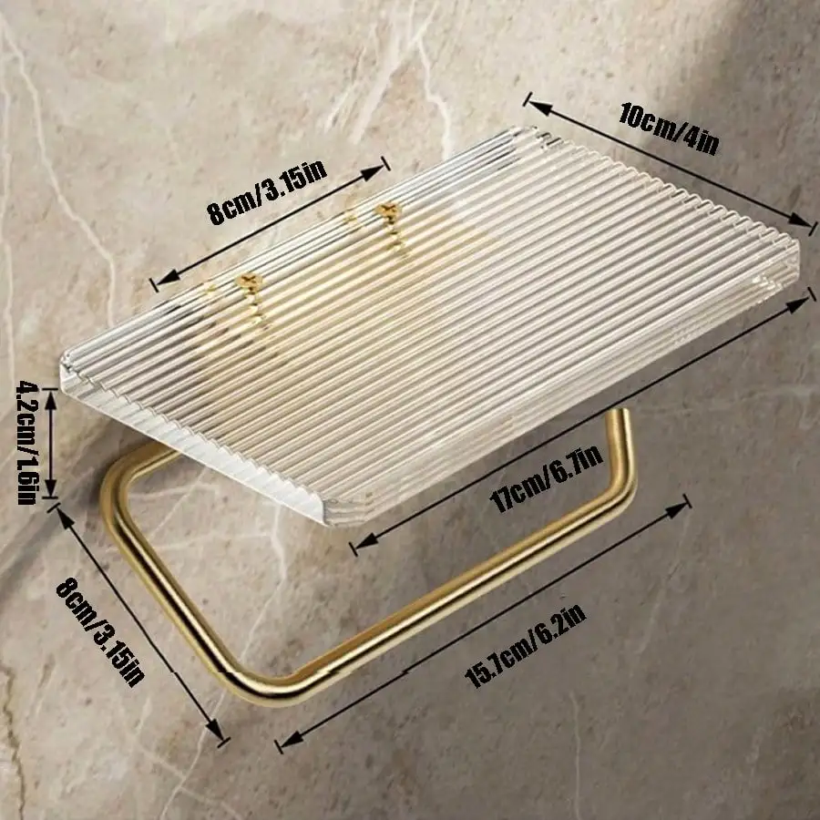 Toilet Paper Holder with Phone Shelf Bathroom Toilet Paper Roll Holder Acrylic Roll Paper Holder Tissue Hanger Phone Holder 6