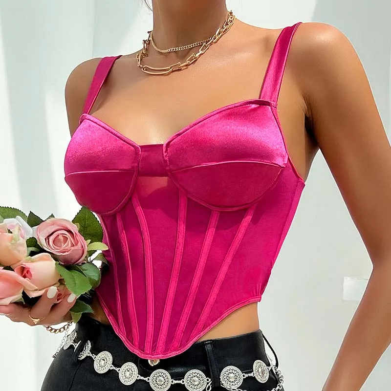 

Women's Solid Color Sexy Slim Fit Short Top Y2k Summer New V Neck Casual Fishbone Waist Tank Top for Women Fashion Party Club