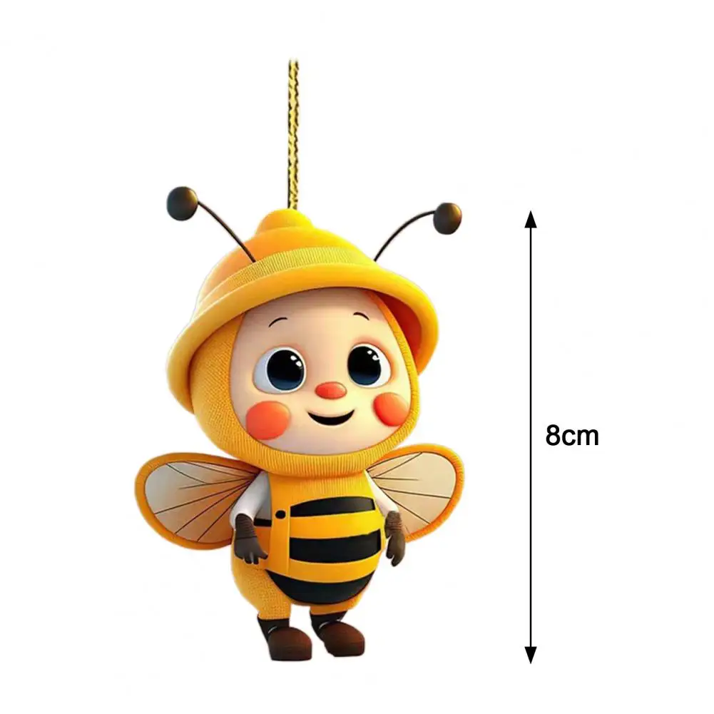 Cartoon Bee Pendant Double-Sided Print Acrylic Craft Handmade Christmas Tree Ornament for Home Office Car Wall