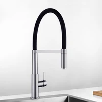 Premium Deck Mounted Pre-Rinse Pull-Down Kitchen Sink Mixer Faucet Taps with Gooseneck pull out Spray Single Lever Metal Handle 1