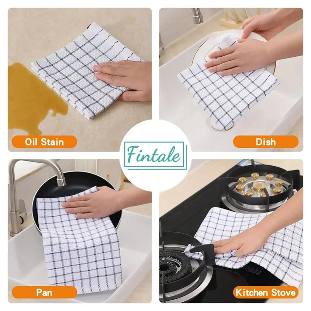Olanly 100% cotone Asciugamano da cucina Strofinaccio morbido Panni da cucina super assorbenti Pulizia della casa Asciugamano abrasivo Lavare i piatti Panno 3