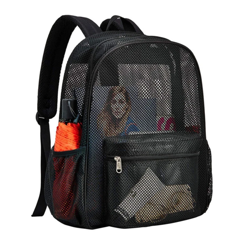 

2023 New Fashion Women Transparent Backpacks Mesh Backpack for Boys and Girls Light Weight Rucksack Travel Black Student Bag