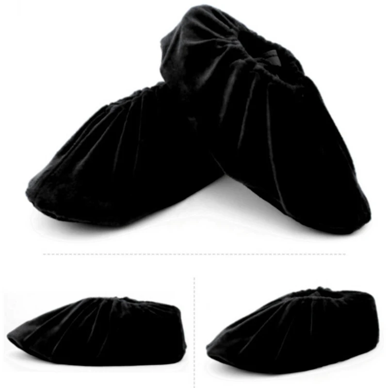 Reusable Flannel Shoes Covers 1 Pair Portable Unisex Non-slip Washable Dustproof Home Indoor Antiskid Guests Shoes Cover