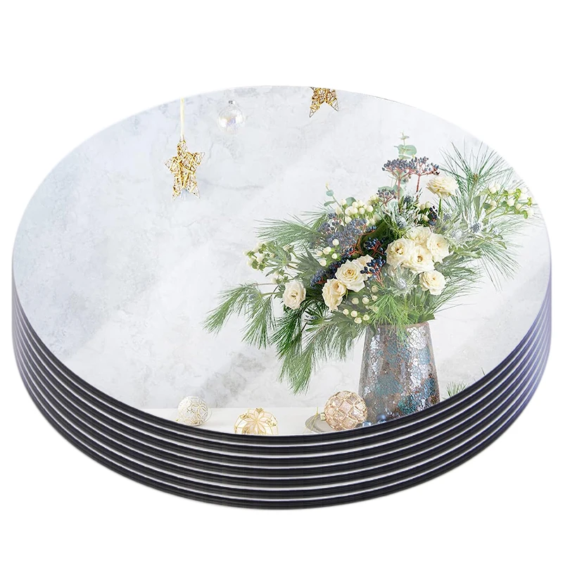 12 Assiettes Décoratives Miroir En Acrylique – 25 Cm De Diamètre – Plateau Pour Bougies, Desserts, Déco Mariage Et Noël
