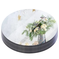 Round Mirror Glass Tray DIY Acrylic Circle Candle Plates Wedding Party Table Centerpiece Decoration Large Capacity Platter Tiles 1