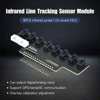 Modulo sensore di tracciamento a infrarossi elettronico a 8 canali ad alta sensibilità con calibrazione chiave MCU integrato per progetto robot intelligente